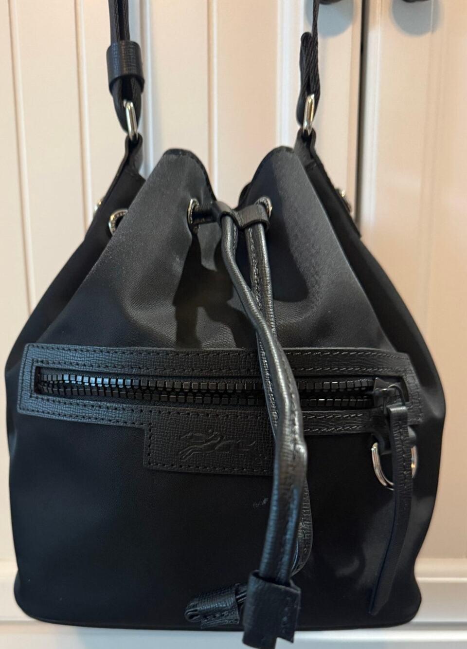 Longchamp Le Pliage small drawstring Neo Bucket Bag Black nylon EUC